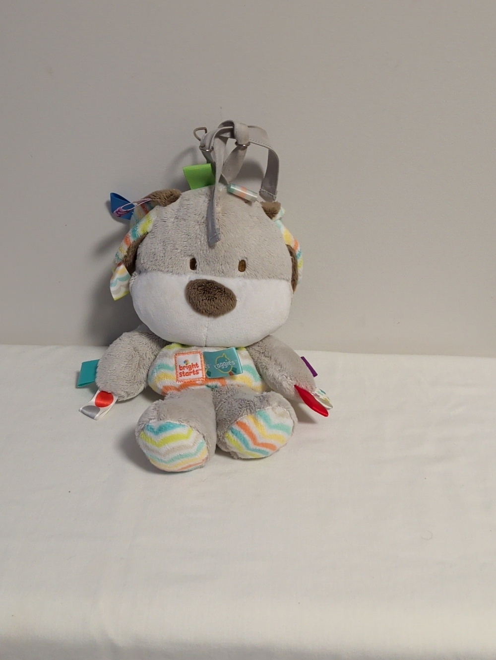 Bright Starts Taggie Puppy. Fair Condition. 12 Inches. Sensory Toy.